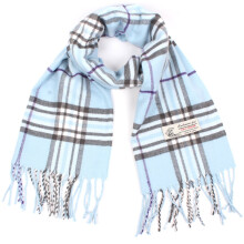 Geruite kasjmiergevoel Klassieke zachte luxe wintersjaal voor heren Dames (babyblauw)