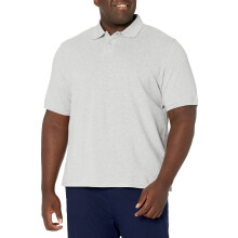 Polo in piqu di cotone regular fit da uomo Amazon Essentials disponibile nelle taglie Big & Tall Grigio chiaro m lange Large