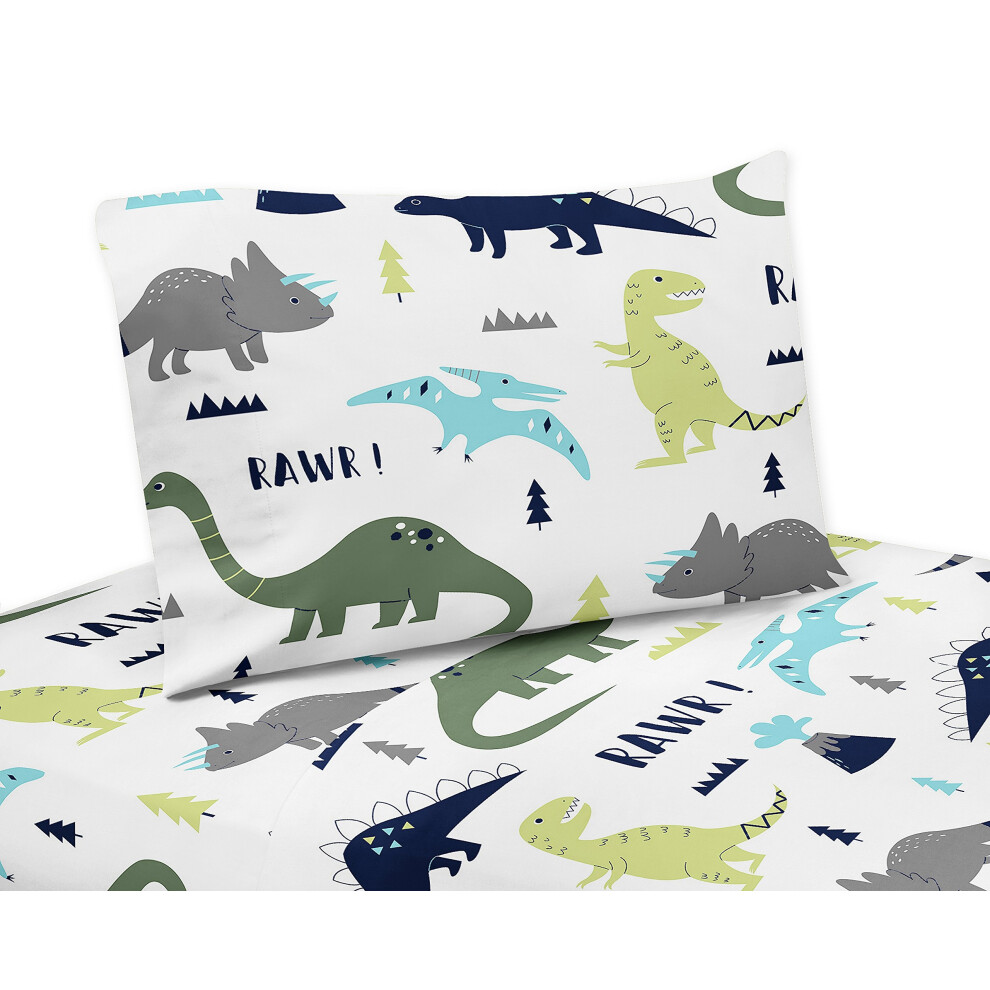 Parure de lit 4 pi   ces pour lit queen size, collection de literie moderne     motifs de dinosaures bleus et verts