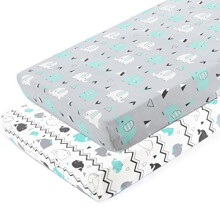 Pack n Play Stretchy Fitted Pack n Play Playard Sheet Set BROLEX 2 Pack Portable Mini crib Sheets convertible Playard Mattress cover Ultra Soft Materi