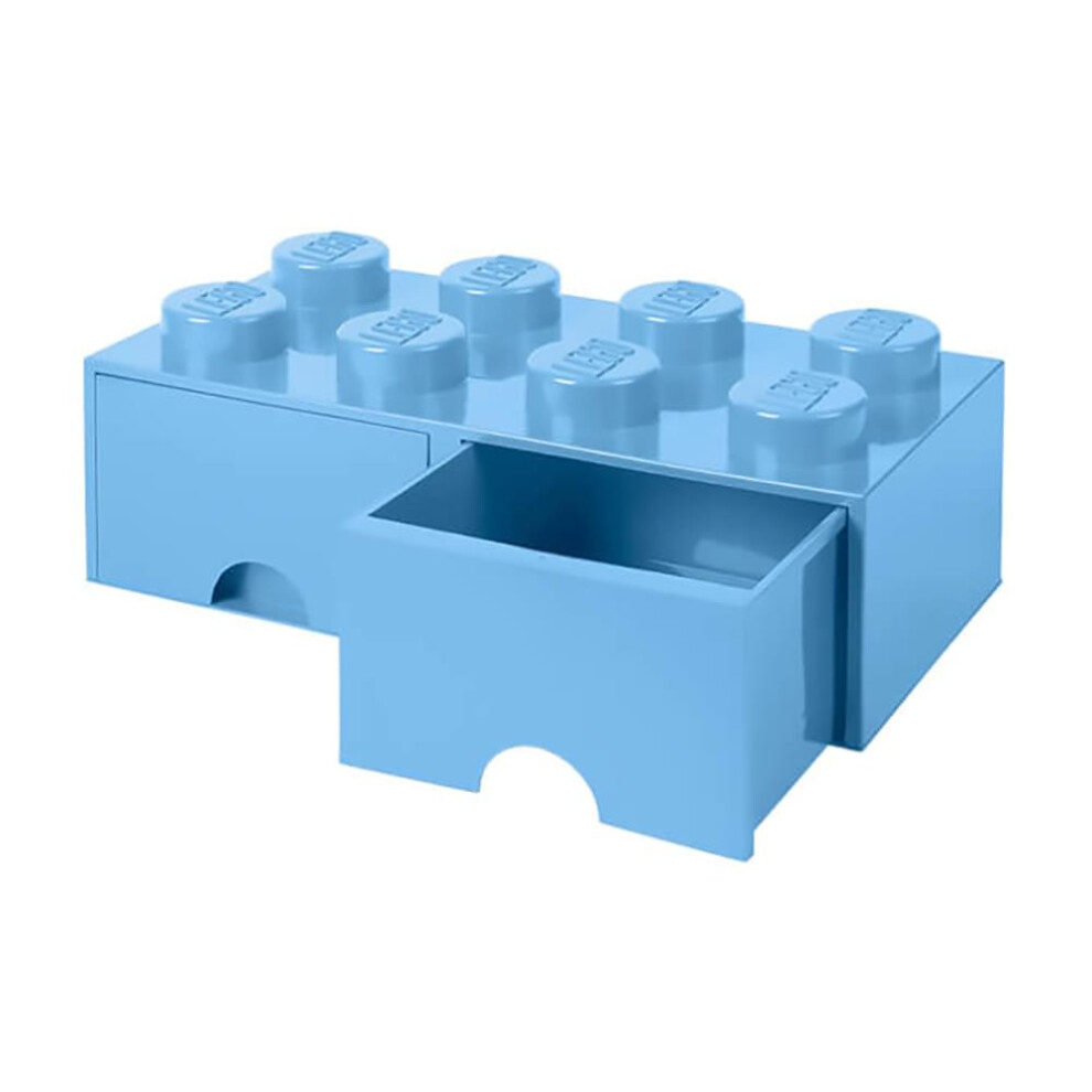 Room Copenhagen Light/Blue Lego Brick Drawer Knobs 2 Drawers Stackable Storage Box Size 8