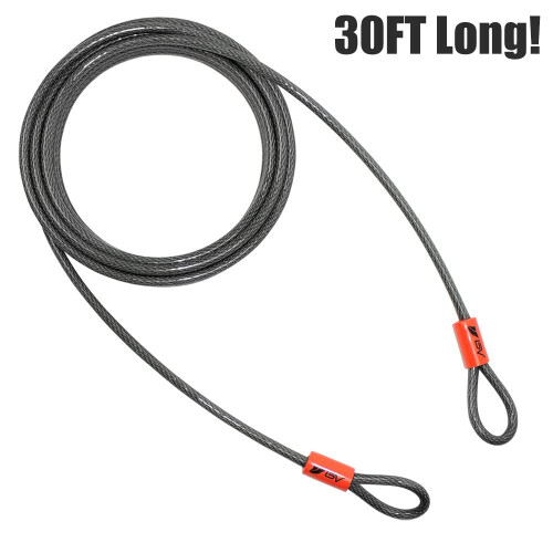 BV Heavy-Duty 30FT Säkerhetskabel med Öglor-10mm (3/8 Tum) Klippresistent Stål 2