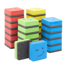 24 Pack Magnetic Mini Dry Erase Board Erasers For Teachers Classroom Whiteboard School Supplies Smiley Face (4 farver 2x0,7 in)