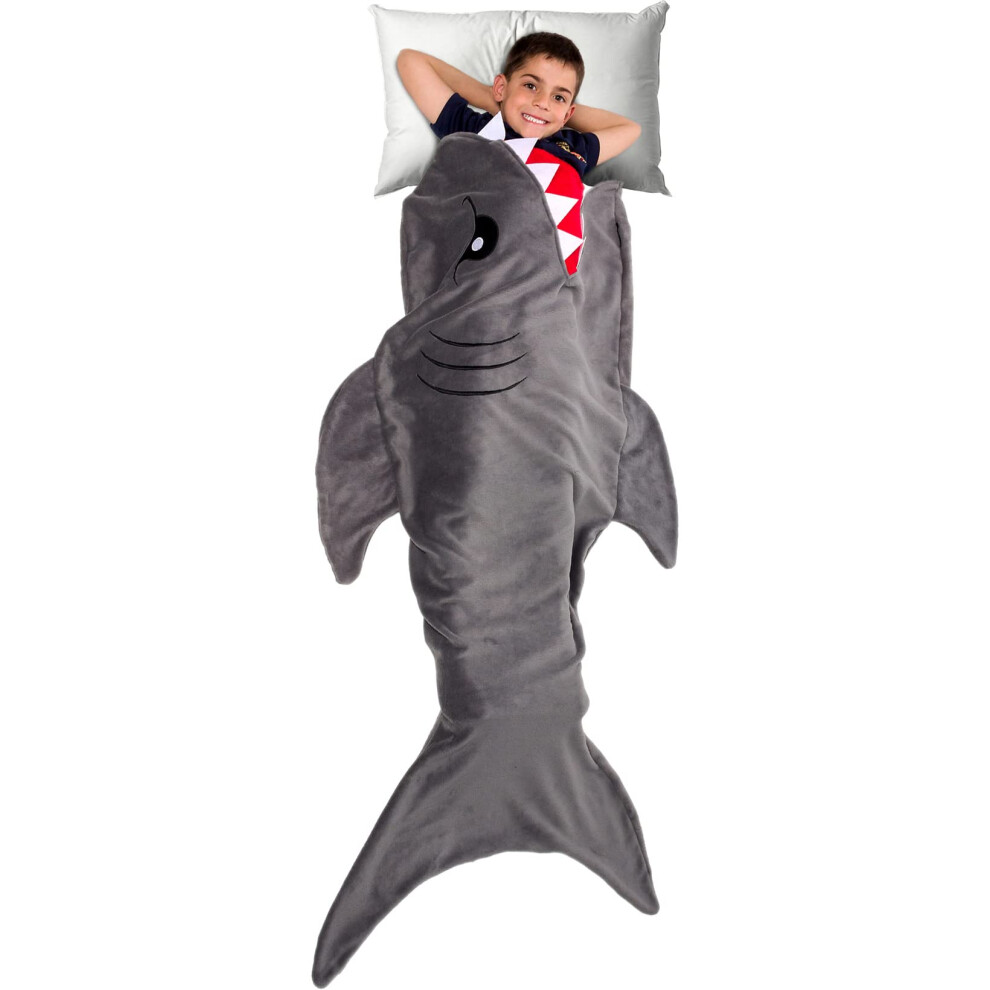 Lilly Animal Tail Blanket - Plush Animal Sleeping Bag Blanket For Kids Shark Silver/Gray Silver Lilly