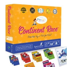 Kontinent Races Geografi Utbildningsbrädspel för Barn, Familj och Lärare - Lär dig om Flaggor & Länder