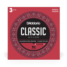 D'Addario Corde per Chitarra - Corde in Nylon Classico EJ27N - Avvolgimento in Argento, Nucleo in Nylon