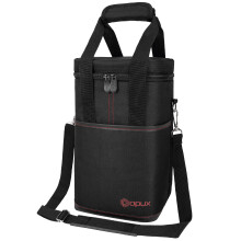 opux Wine Bag 4 Bottle Wine cooler Bag Insulated Wine Tote carrier for Travel Picnic BYOB Leakproof Padded Portable Wine Bottle Bag for Wine Lovers