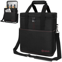 opux 6 Bottle carrier Tote Insulated Padded Wine cooler Bag for Travel Picnic BYOB Portable Leakproof Wine Tote Bag for Dinner Party christmas W