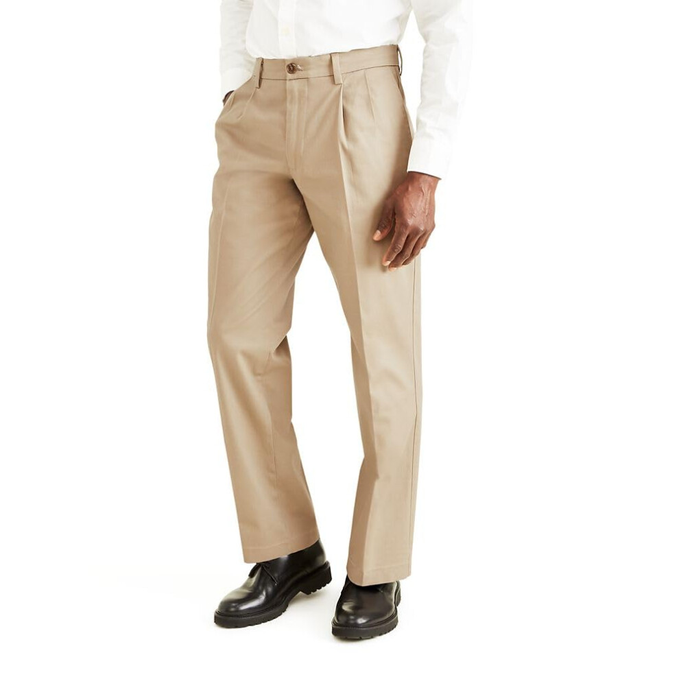Pantalon Dockers Signature en coton stretch kaki Lux coupe classique pour homme, taille standard et grande taille, Timberwolf, 36 l x 30 L