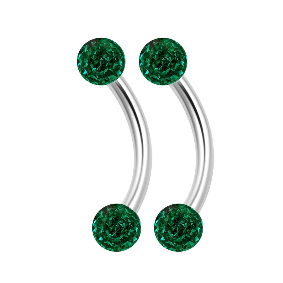 2PCS Surgical Steel Curved Barbell Ring 16g 5/16 8mm 3mm Crystal Ball Helix Earrings Eyebrow Piercing Jewelry Choose Colors 2pcs 8mm Emerald-image-OPC-PFQH76S-NEW
