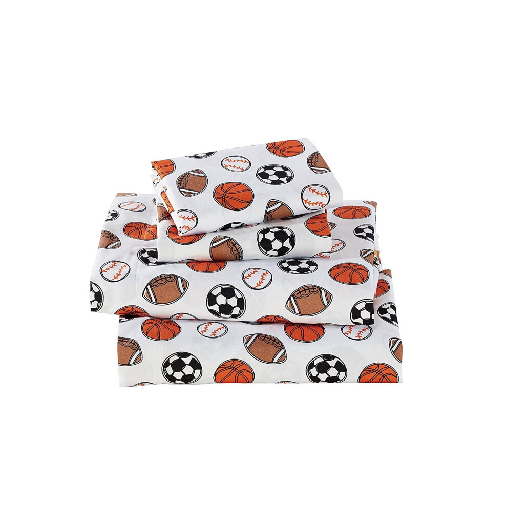 Parure de draps fantaisie pour le sport, le baseball, le basket-ball, le football, le soccer, blanc, noir, orange, marron, neuf, pour lit double
