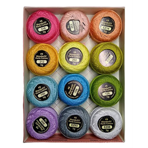 Wonderfil Eleganza #8 Perle Bumbac A?a de brodat Sampler Collection Pastels""""
