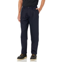 Dockers Men's Classic Fit Signature Khaki Lux Cotton Stretch Pants-Pleated Regular and Big & Tall Navy 32W x 30L