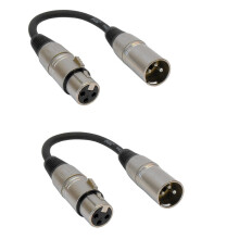 Audio2000'S ADC203NX2 2-Pack XLR Male to XLR Female Balanced Audio Patch Cables- 6 Inches Tip to Tip