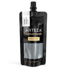 ARTEZA Acrylic Paint Silver Color (120 ml Pouch Tube) Rich Pigment Non Fading Non Toxic Single Color Paint for Artists & Hobby Painters