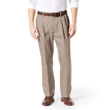Dockers Men's Classic Fit Signature Khaki Lux Cotton Stretch Pants-Pleated Regular and Big & Tall Timberwolf 46W x 28L