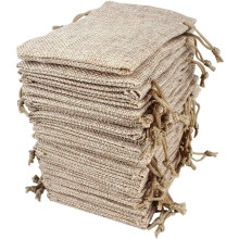 Hapdoo Lot of 50 Burlap Bags with Drawstring Gift Bags Jewelry Pouches Sacks for Wedding Party and DIY Craft 5 x 3.5 Inches