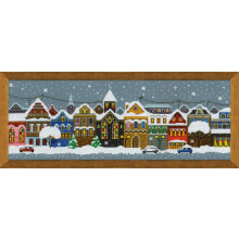 RIOLIS 1683 - Cidade Natal - Kit de ponto cruz contado 23"""" x 8"""" Zweigart 14ct. Cinza Escuro AIDA 17 Cores