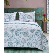Conjunto de Colcha Cruz Coastal Barefoot Bungalow, Branco, 2 Peças Twin/Twin XL