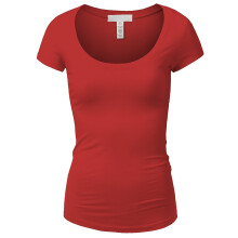 Emmalise T-shirt met korte mouwen voor dames, ronde hals, T-shirt (1XL rood)