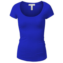 Emmalise T-shirt met korte mouwen voor dames, ronde hals, T-shirt (1XL Royal)