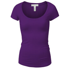 Emmalise T-shirt met korte mouwen voor dames, ronde hals, T-shirt (1XL paars)