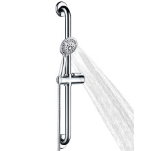 Sada madiel z nehrdzavej cej ocele BRIGHT SHOWERS - obsahuje rucn sprchov hlavicu s extra dlhou hadicou a chr movanou hadicou