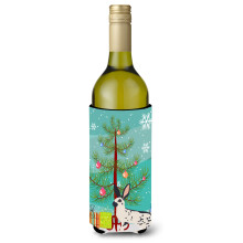 Caroline's Treasures English Spot Rabbit Christmas Decorative Bottle Hugger 750ml Multicolor