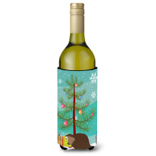 Caroline's Treasures Eurasian Beaver Christmas Decorative Bottle Hugger  750ml  Multicolor