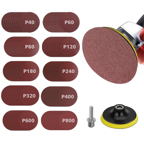 Discos de Lixa para Esmerilhadeira Angular 4 Polegadas, 100 com Almofada Apoio Fivela Polegadas e Adaptador Broca 1/4 Polegada 2