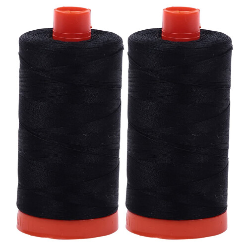 Aurifil Mako 50wt Thread 2 groe Spulen: Schwarz (2692x2)