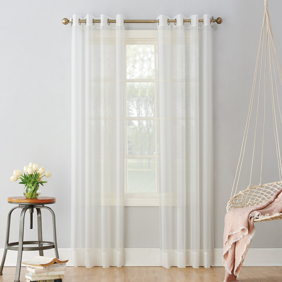 Nr. 918 Emily Transparenter Voile-Vorhang Mit Sen, 59 X 63, Eierschalenfarben, Off-White-image
