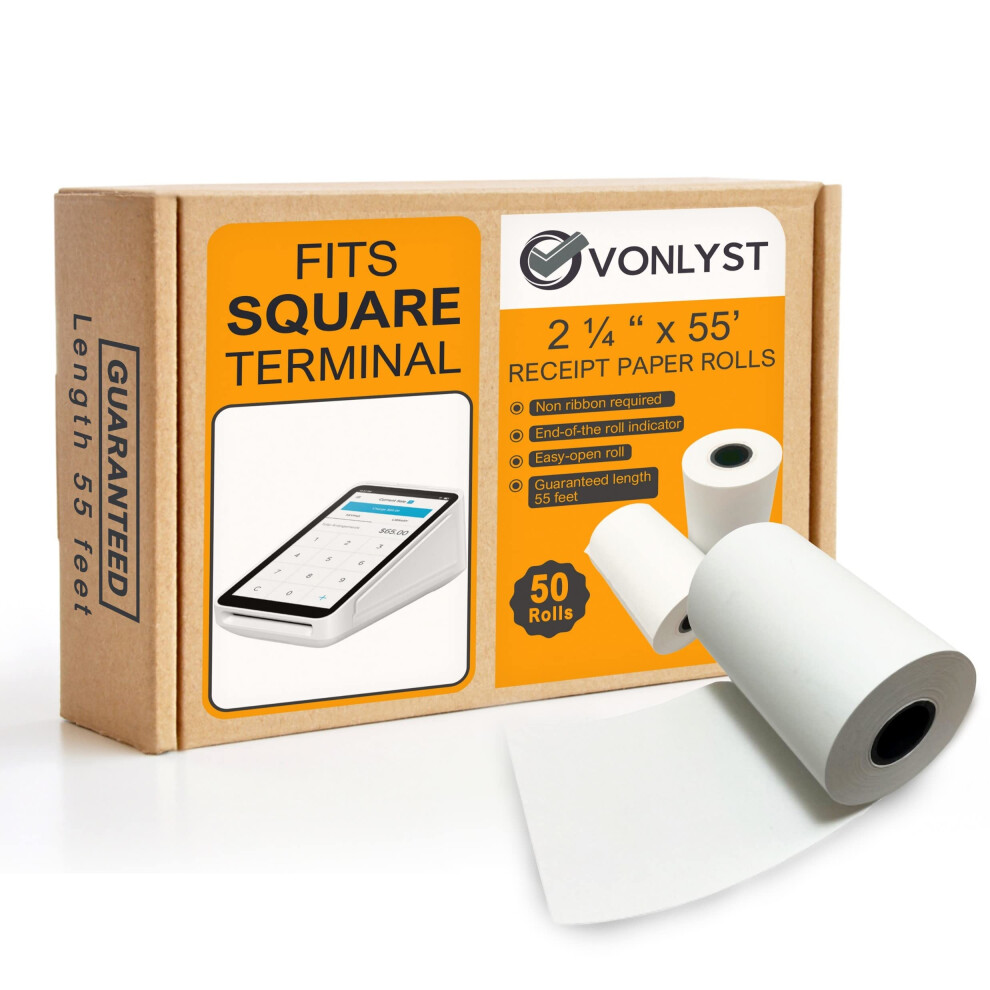 Rouleau de papier pour re   us Vonlyst pour terminal de paiement Square (50 rouleaux)