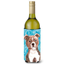 """"Caroline's Treasures Red Staffie Bull Terrier Winter Decorative Bottle Hugger 750ml Multicolor""""