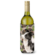 Caroline's Treasures Border Collie Pine Cones Decorative Bottle Hugger 750ml Multicolor