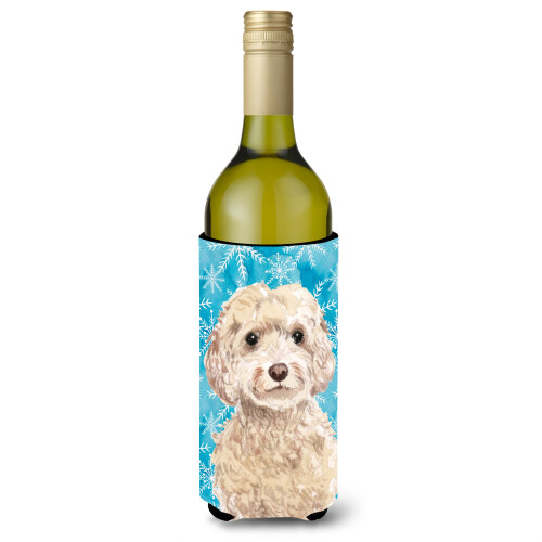 """"Caroline's Treasures Champagne Cockapoo Winter Decorative Bottle Hugger  750ml  Multicolor""""