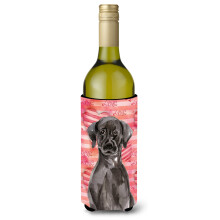 Caroline's Treasures Black Labrador Love Decorative Bottle Hugger 750ml Multicolor