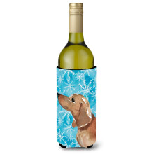 Caroline's Treasures Red Tan Dachshund Winter Decorative Bottle Hugger 750ml Multicolor