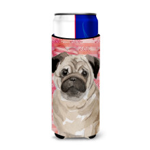 """"Caroline's Treasures Fawn Pug Love Dekorative Can Hugger Slim Multicolor""""