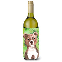 Caroline's Treasures Red Staffie Bull Terrier St. Patrick's Decorative Bottle Hugger 750ml Multicolor