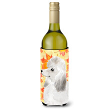 """"Caroline's Treasures White Standard Poodle Fall Decorative Bottle Hugger 750ml Multicolor""""