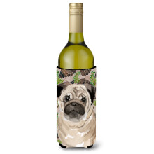 Caroline's Treasures Fawn Pug Pine Cones Decorative Bottle Hugger 750ml Multicolor