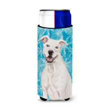 „Skarby Karoliny Biały Staffie Bull Terrier Zimowa dekoracyjna puszka Hugger Slim Multicolor”