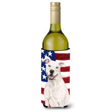 "Caroline's Treasures White Staffie Bull Terrier Garrafa Decorativa, 750ml, Multicolor"