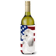 """"Caroline's Treasures White Standard Poodle Patriotic Decorative Bottle Hugger 750ml Multicolor""""