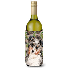 Caroline's Treasures Australian Shepherd Pine Cones Decorative Bottle Hugger 750ml Multicolor