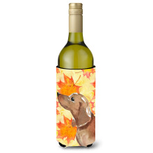Caroline's Treasures Red Tan Dachshund Fall Decorative Bottle Hugger 750ml Multicolor