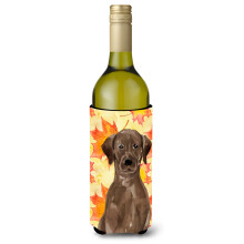 Caroline's Treasures Chocolate Labrador Fall Decorative Bottle Hugger 750ml Multicolor