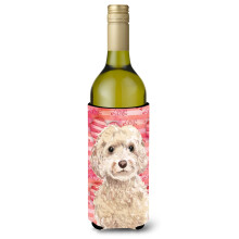 Caroline's Treasures Champagne Cockapoo Love Decorative Bottle Hugger 750ml Multicolor