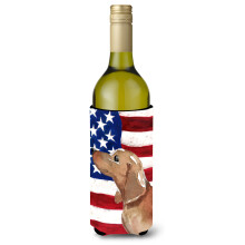Caroline's Treasures Red Tan Dachshund Patriotic Decorative Bottle Hugger 750ml Multicolor